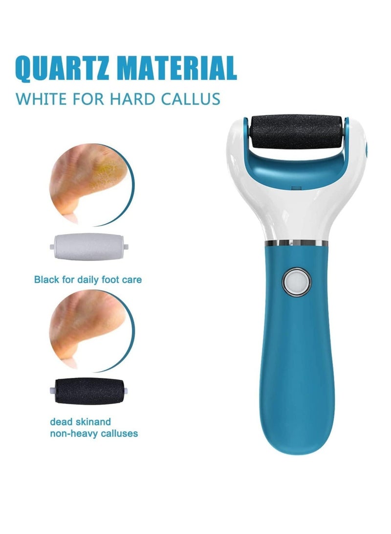 Excefore مبرد القدم الكهربائي الاحترافي، مزيل الجلد الصلب الكهربائي، 2 أسطوانة، 2 سرعة، قابل لإعادة الشحن ومقاوم للماء وآمن لإزالة المسامير، الكعوب المتشققة، والجلد الميت (أزرق) - Image 3