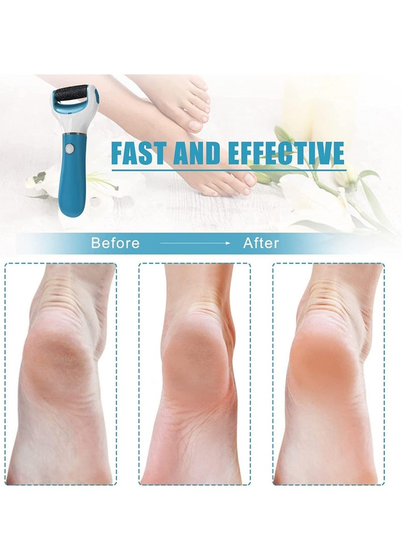 Excefore مبرد القدم الكهربائي الاحترافي، مزيل الجلد الصلب الكهربائي، 2 أسطوانة، 2 سرعة، قابل لإعادة الشحن ومقاوم للماء وآمن لإزالة المسامير، الكعوب المتشققة، والجلد الميت (أزرق) - Image 4