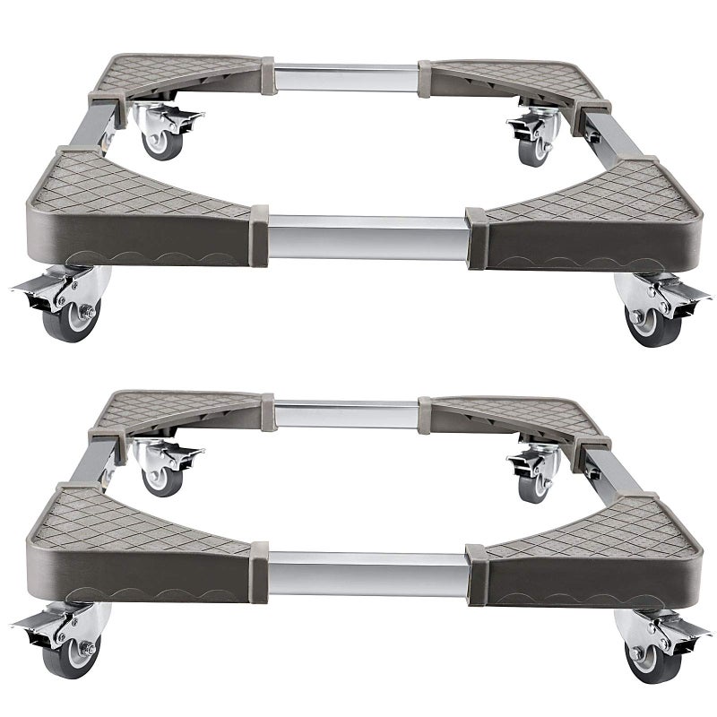 HOZEON HOZEON 2 Pack Washing Machine Furniture Dolly Telescopic Movable Trolley with 4 Locking Swivel Wheels Adjustable Moving Cart Heavy Duty Stand Base for Refrigerator Dryer 480 lb 