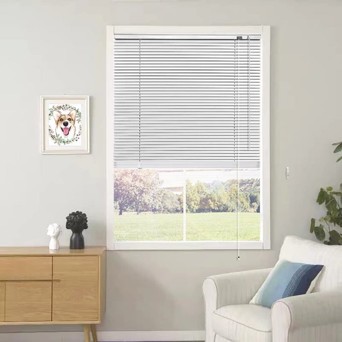 MINI BLINDS SUITABLE FOR 20 W X 64 H WINDOWS 1 ALUMINUM HORIZONTAL VENETIAN BLINDS DARKENING WITH ROPE AND POLE CAN MOUNTED INSIDE OR OUTSIDE