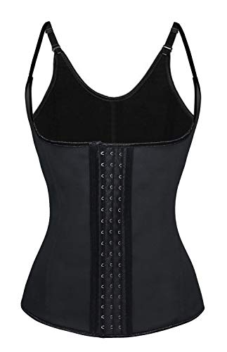 Charmian Women's Spiral Steel Boned Latex 3 Rows of Hooks Underbust Sport Workout Waist Trainer Body Shaper Corset Vest Black Medium - Image 1