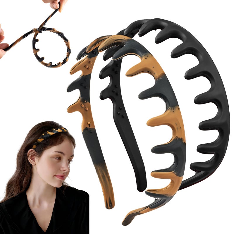 rytopt Zig Zag Headbands, 2Pcs Headbands for Women, 2026 New Silicone U Shape Fashion Hair Headband, Reversible Headband with Teeth, Valentines Day Gifts Prepared for Women - Image 1