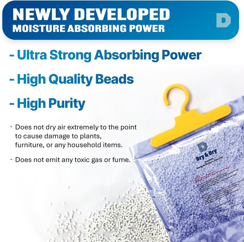 DRYDRY 16 Pack[7 OZ] Premium Moisture Absorbers Dehumidifiers for Home Dehumidifier for Basement Dehumdifiers for Bedroom Small Dehumidifiers - Dehumidifiers Moisture Absorber, Blue & White - Image 2