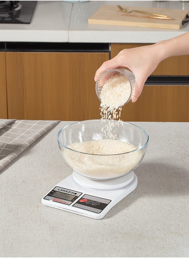 LAWAZIM - Digital Kitchen Scale -White- Electronic Food Scale with Precision Measurement and Tare Button -for Cooking, Baking, Meal Preparation, and Portion Control -for Home Cooks and Professionals Use - Image 1