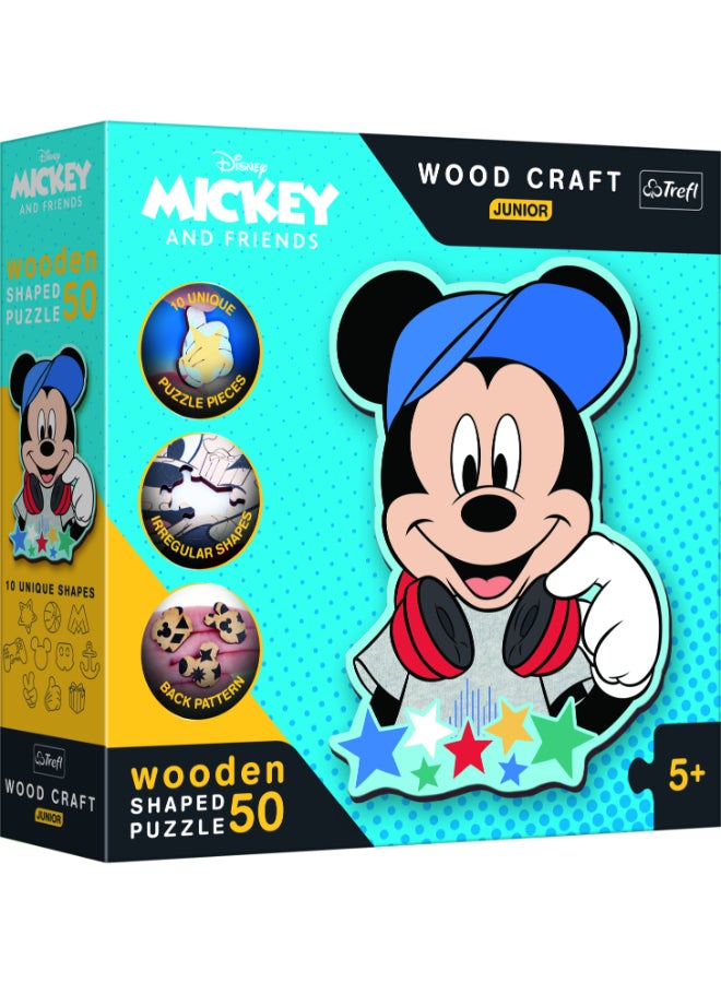 Trefl Puzzles - "50 Wood Craft Junior" - In the Mickey's world / Disney Mickey Mouse and Friends_FSC Mix 70% - Image 1