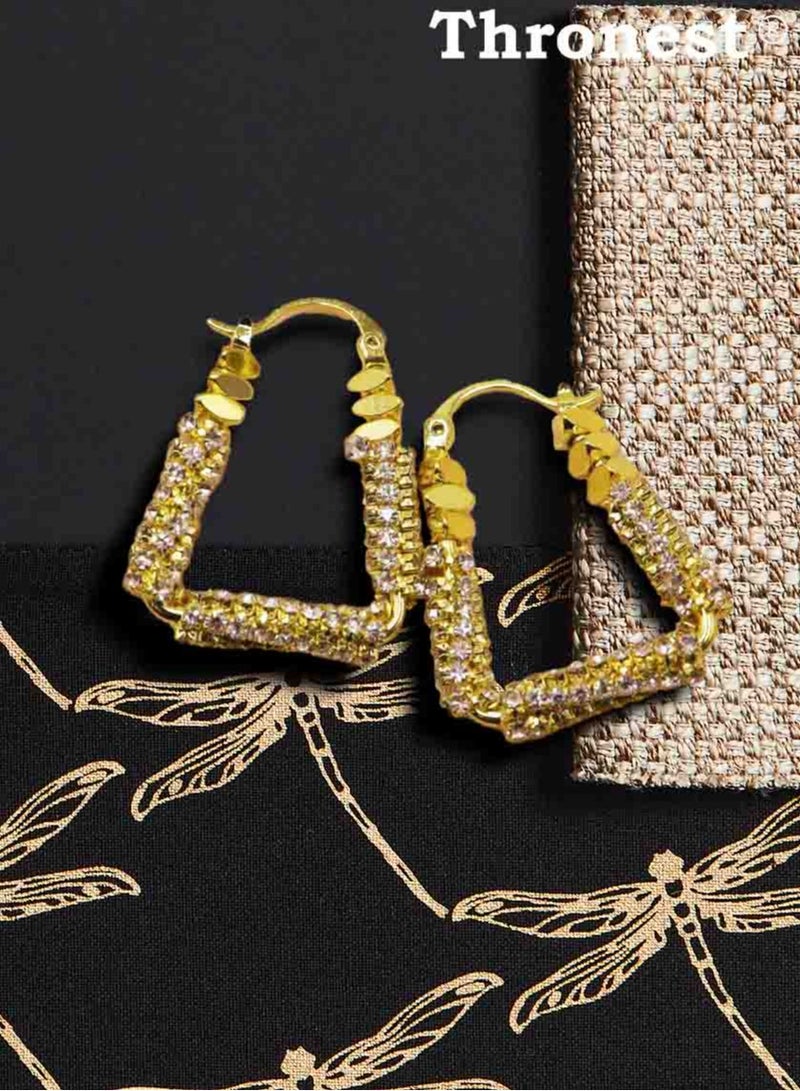 عرش أقراط دائرية ذهبية أنيقة ， جميلة وخفيفة ， مثالية لحفلات الزفاف والاحتفالات - Image 2