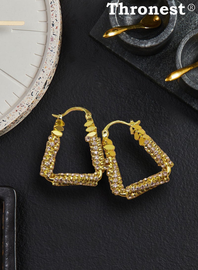 عرش أقراط دائرية ذهبية أنيقة ， جميلة وخفيفة ， مثالية لحفلات الزفاف والاحتفالات - Image 3