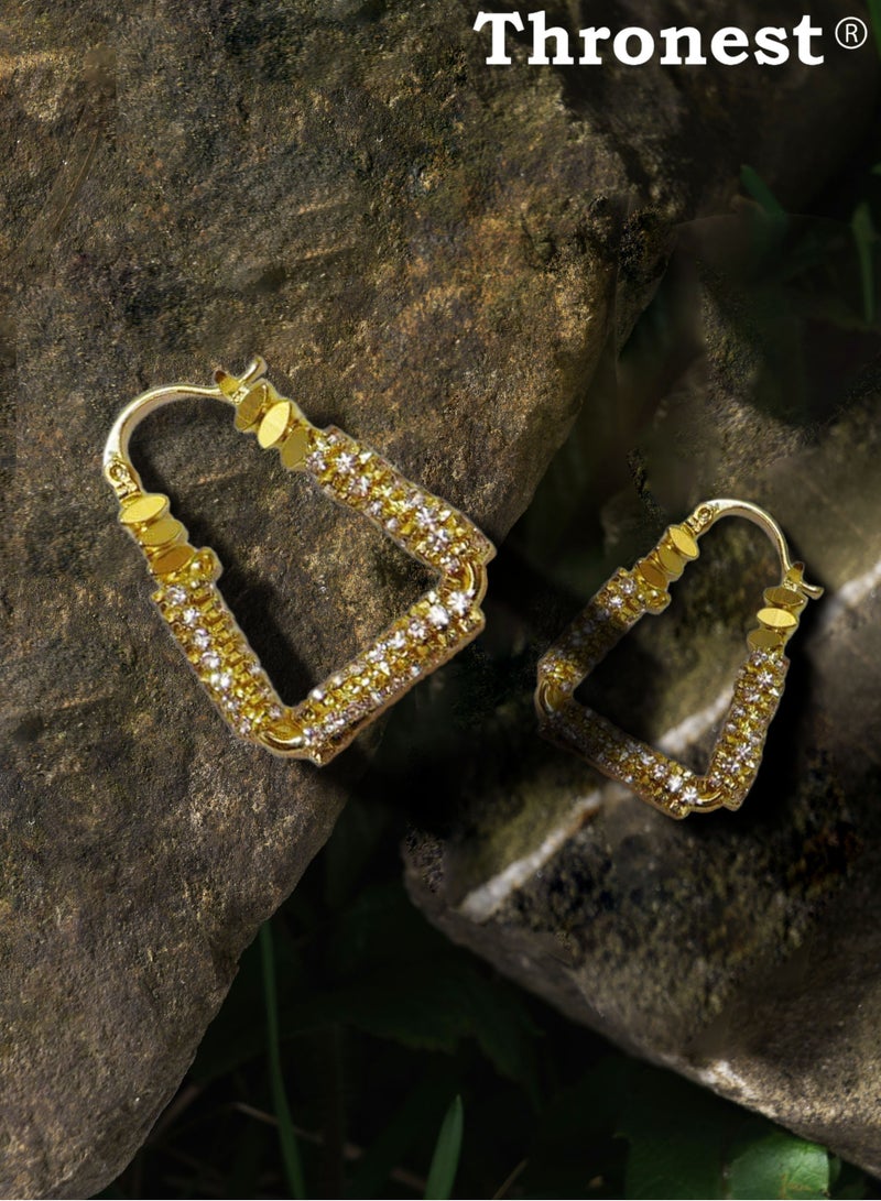 عرش أقراط دائرية ذهبية أنيقة ， جميلة وخفيفة ， مثالية لحفلات الزفاف والاحتفالات - Image 5