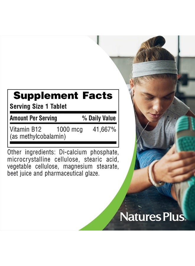 Natures Plus NaturesPlus Vitamin B12 (Methylcobalamin) - 1000 mcg, 90 Vegetarian Tablets - High Potency Red Blood Cell Support - Natural Energy Booster, Promotes Overall Health - Gluten-Free - 90 Servings - Image 5