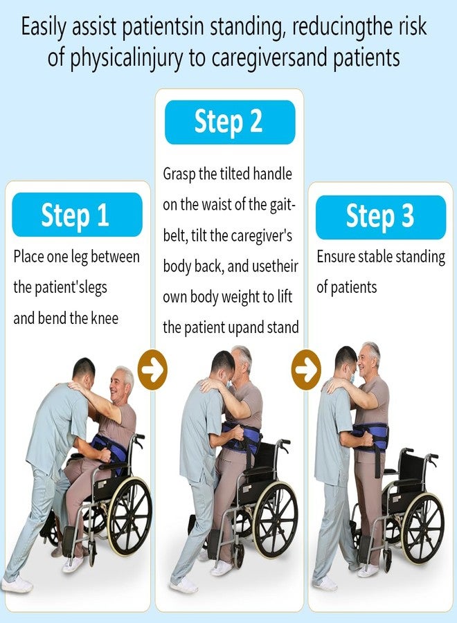 Ehucon Gait Belts with Padded Handles,Transfer Belts Physical Therapy Belt for Seniors Moving, Lifting Belt Assist Patient/Elderly(Blue, X-Large) - Image 4