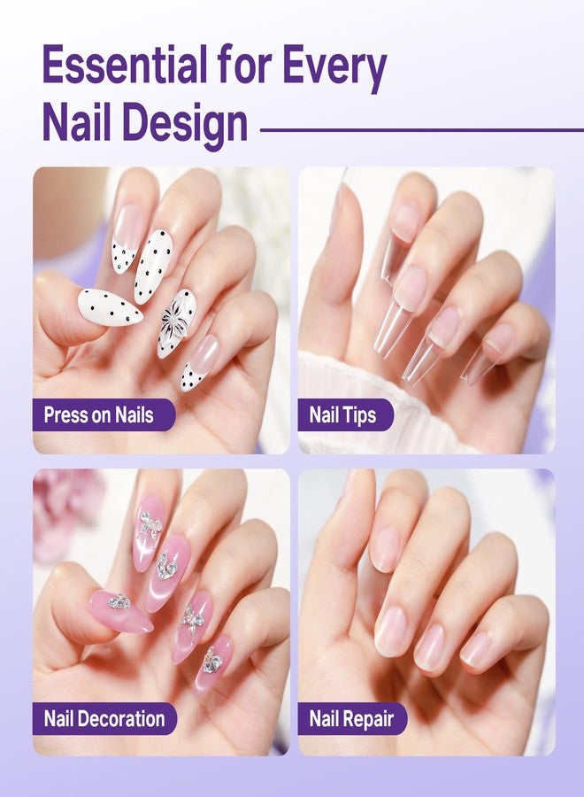 MIZHSE 2PCS Semi Solid Nail Glue Gel for Press On Nails Tips, Super Strong Quick Drying No U V Light Needed Glue on Nails, Easy-Control Non-Run Formula Fake Acrylic Nails Kit Glue Gel - Image 4