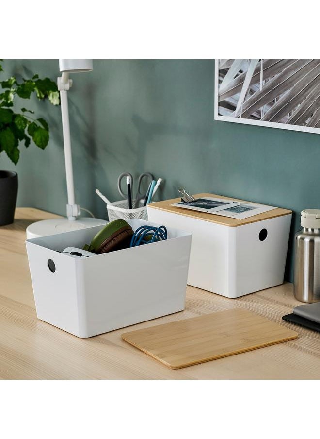 Generic Box with lid, white/bamboo, 18x26x15 cm  - Image 2