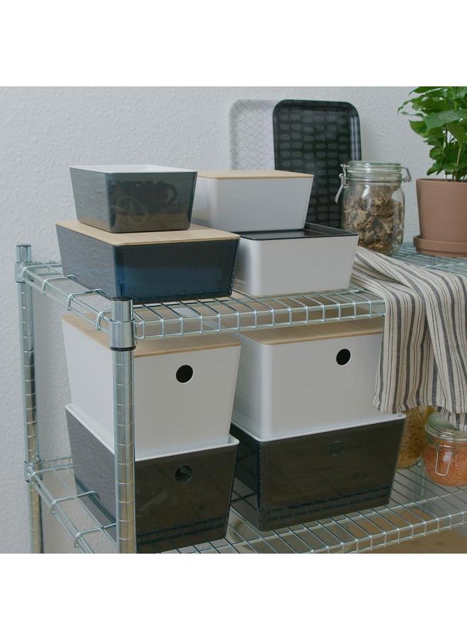 Generic Box with lid, white/bamboo, 18x26x15 cm  - Image 3