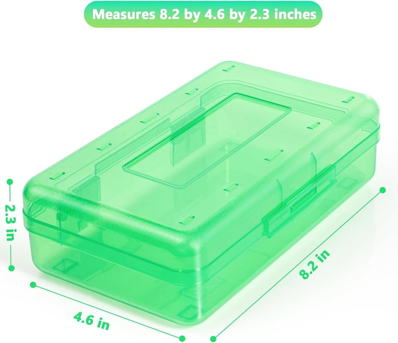 DANRONG Large Capacity Colored Pencil Case, Pencil Box, Plastic Pencil Boxes for Kids Adults Girls Boys, Hard Crayon Box Storage with Snap-tight Lid for School office Supplies (Green) - Image 2