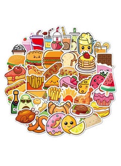 Generic 50-Piece Delicious Food Cartoon Stickers Vinyl Aesthetic Sticker Laptop Stickers for Skateboard Guitar Travel Case Graffiti Sticker Door Luggage Car Bike Bicycle for Kids Teens Girls Adults  - Image 1