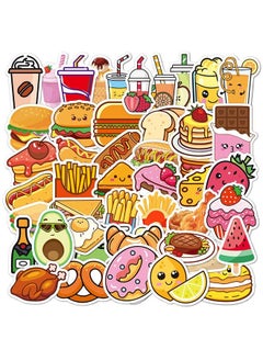 Generic 50-Piece Delicious Food Cartoon Stickers Vinyl Aesthetic Sticker Laptop Stickers for Skateboard Guitar Travel Case Graffiti Sticker Door Luggage Car Bike Bicycle for Kids Teens Girls Adults  - Image 2