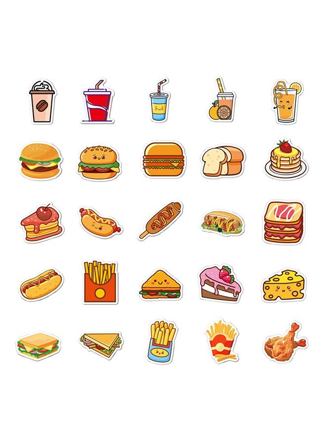 50-Piece Delicious Food Cartoon Stickers Vinyl Aesthetic Sticker Laptop Stickers for Skateboard Guitar Travel Case Graffiti Sticker Door Luggage Car Bike Bicycle for Kids Teens Girls Adults - Image 3