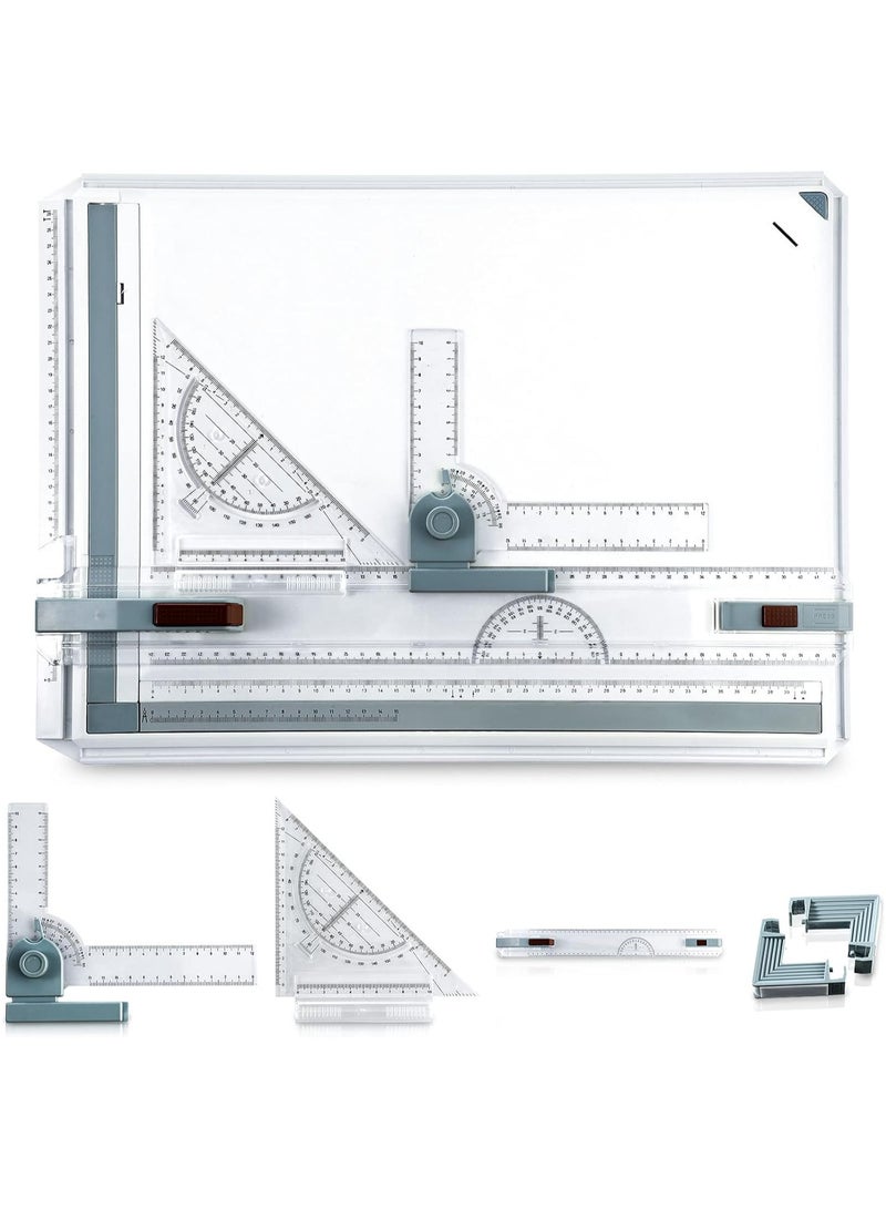 Arabest A3 Portable Drawing Board, Multi-Function Metric Drafting Table with Clear Rule Parallel Motion and Angle Adjustable Measuring System - Image 1