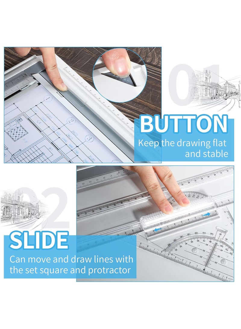 Arabest A3 Portable Drawing Board, Multi-Function Metric Drafting Table with Clear Rule Parallel Motion and Angle Adjustable Measuring System - Image 2