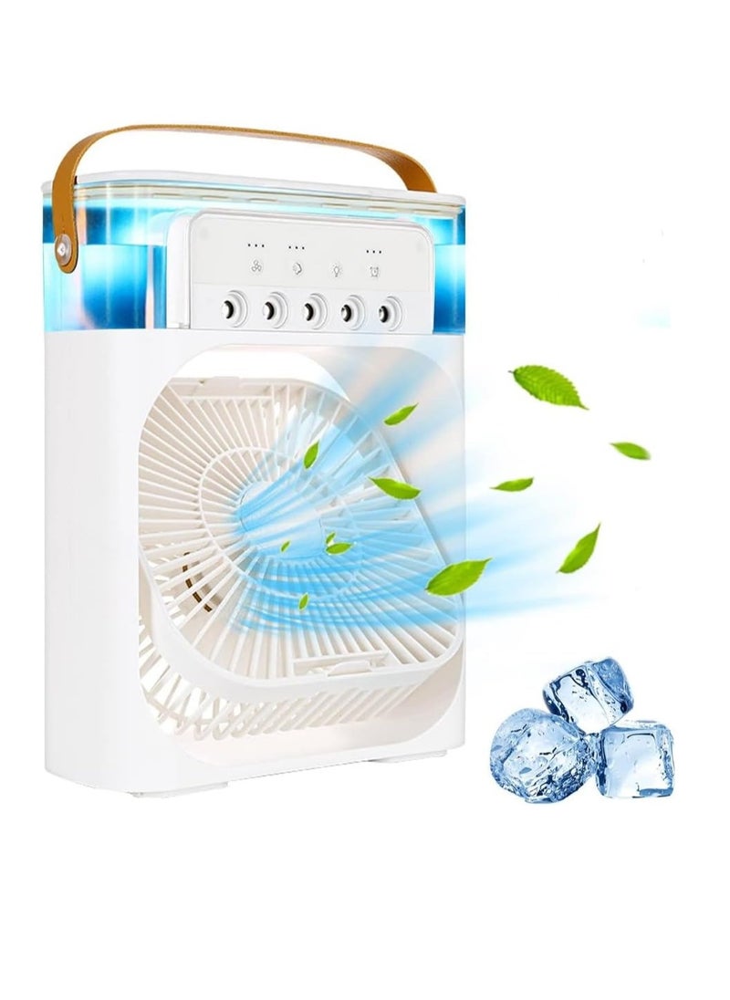 Generic - Portable Air Conditioner Fan, 500 ml Water Tank USB Personal Cooler, Mini Humidifier Fan with 7 Colors LED Light, 3 Timer, 3 Wind Speeds, 3 Spray Modes for Office Home - Image 1