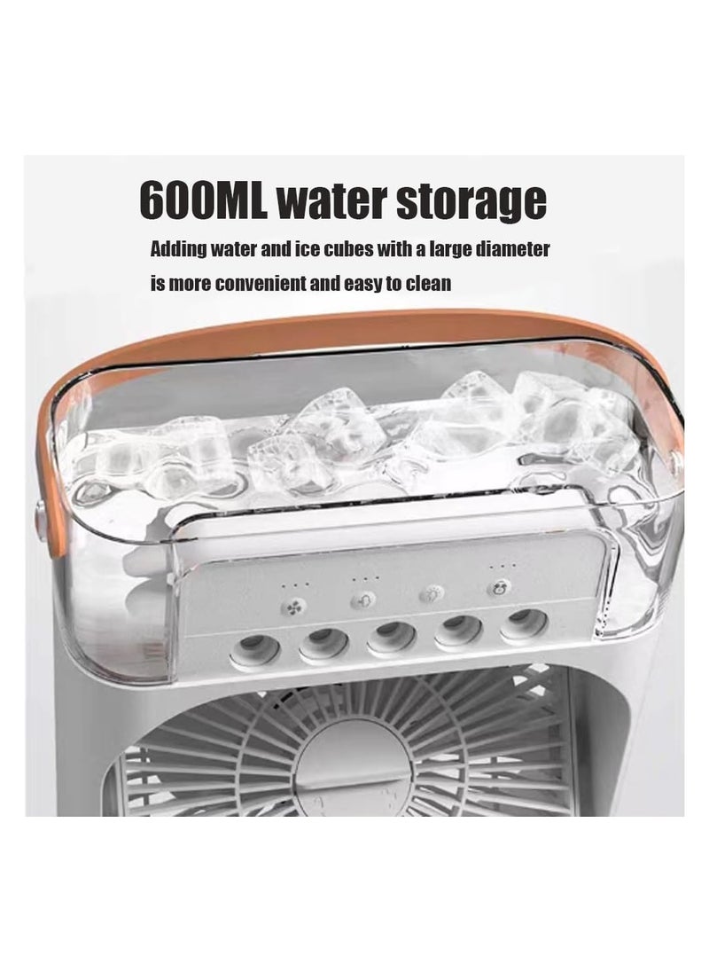 Generic - Portable Air Conditioner Fan, 500 ml Water Tank USB Personal Cooler, Mini Humidifier Fan with 7 Colors LED Light, 3 Timer, 3 Wind Speeds, 3 Spray Modes for Office Home - Image 1