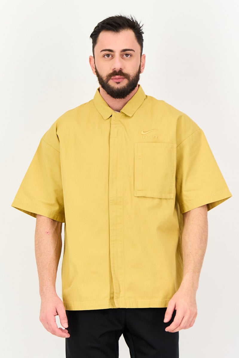 Nike Men Loose Fit Short Sleeve Outdoor Shirt, Mustard - Image 1