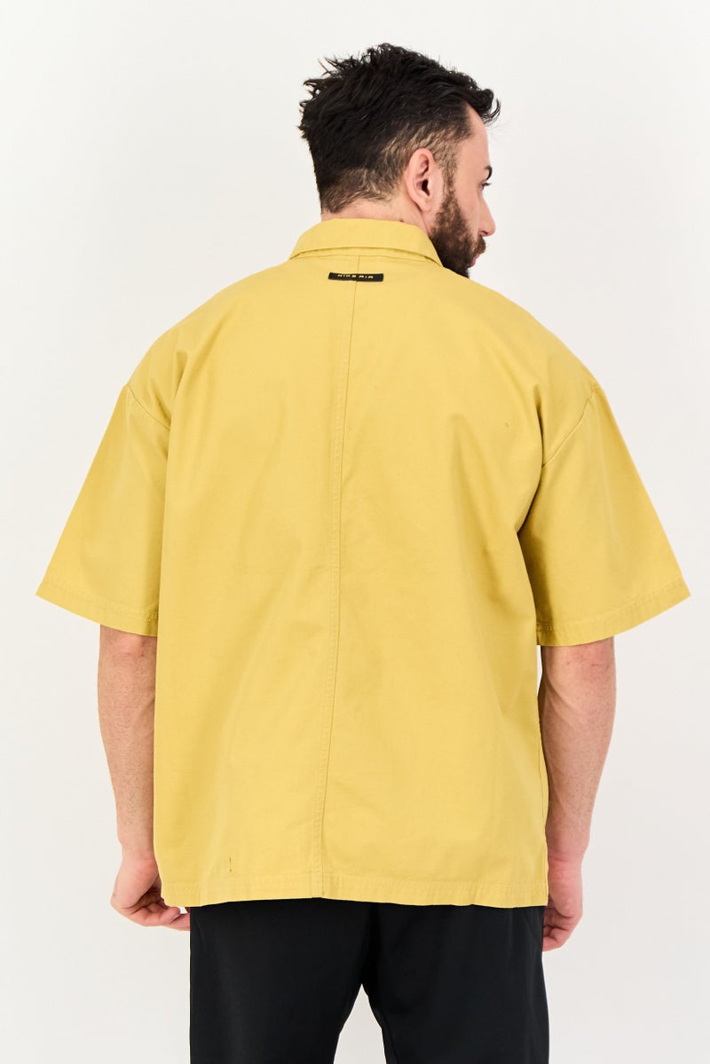 Nike Men Loose Fit Short Sleeve Outdoor Shirt, Mustard - Image 3