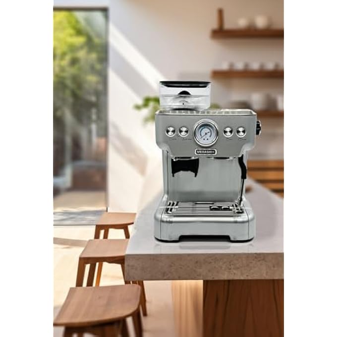 Mebashi Espresso Coffee Machine With Integrated Grinder 27L Capacity 20 Bar Pressure Stainless Steel MeCcm2057 13601620W - Image 4
