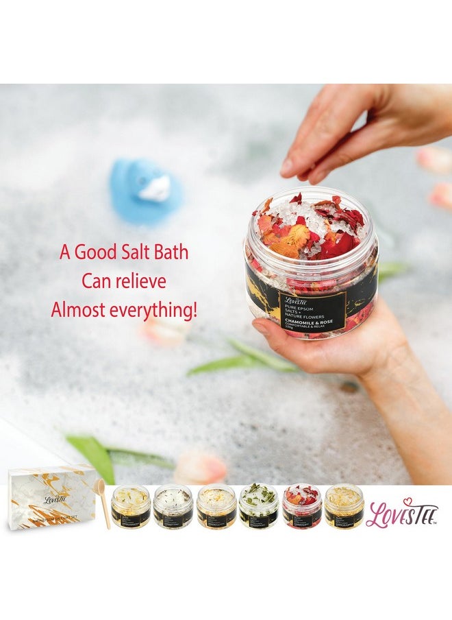 Lovestee Christmas Epsom Salt Spa Gift Set of 6 Bath Salts - Coconut Vanilla, Jasmine Osmanthus, Eucalyptus Mint, Lavender Honey, Chamomile Rose, Grapefruit Lemon for Soaking Bath Gift Set for Women Baskets  - Image 5