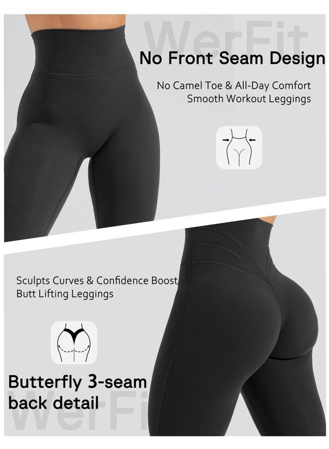 Unthewe High Waisted Naked Feeling Workout Leggings - Buttery Soft No Front Seam Yoga Pants, #0 Black, XS - Image 4