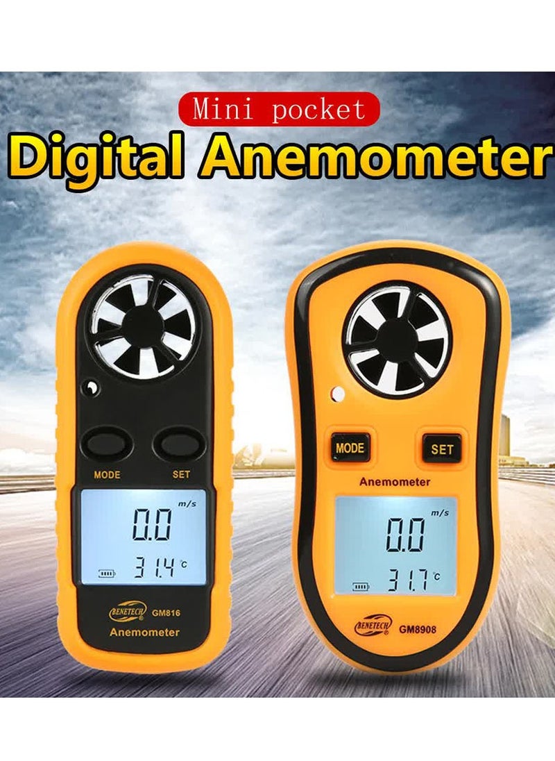 Digital Anemometer Handheld Wind Speed Meter Gauge Accurately Measure Wind Temperature Speed Backlight LCD Digital Weather Meter , Wind Speed Measuring Instrument