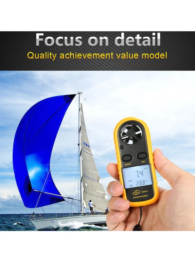 Digital Anemometer Handheld Wind Speed Meter Gauge Accurately Measure Wind Temperature Speed Backlight LCD Digital Weather Meter , Wind Speed Measuring Instrument