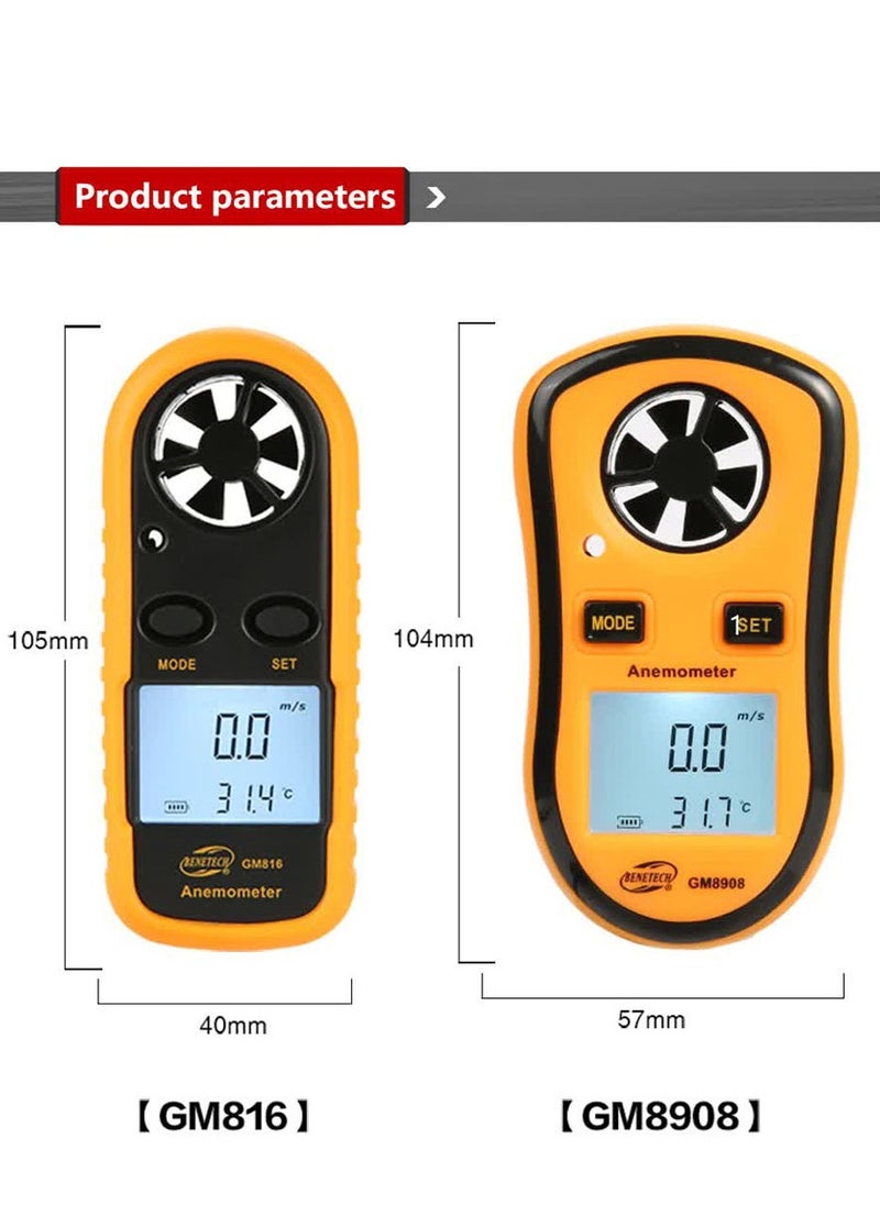 Digital Anemometer Handheld Wind Speed Meter Gauge Accurately Measure Wind Temperature Speed Backlight LCD Digital Weather Meter , Wind Speed Measuring Instrument