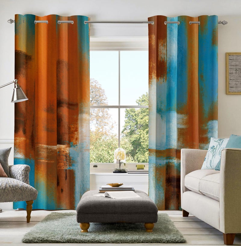 Asuexpect Rust Curtains 2 Panels Abstract Curtain Room Darkening Grommet Window Treatments Modern Decorative for Bedroom Living Room  52x96 Inches - Image 1