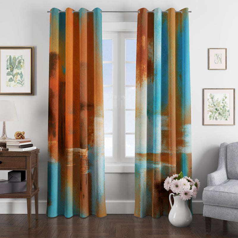 Asuexpect Rust Curtains 2 Panels Abstract Curtain Room Darkening Grommet Window Treatments Modern Decorative for Bedroom Living Room  52x96 Inches - Image 5