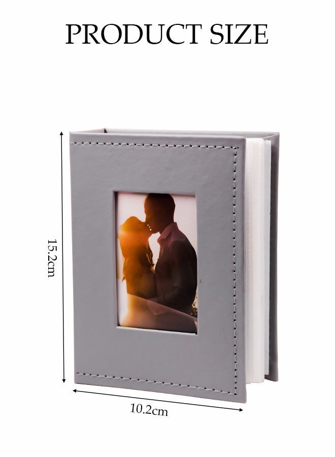DUNISO Photo Album，100 4x6In Pockets Photos，with Picture Display Window，Leather Cover Extra Large Capacity Family Wedding Anniversary Baby Picture Albums，Grey  - Image 2