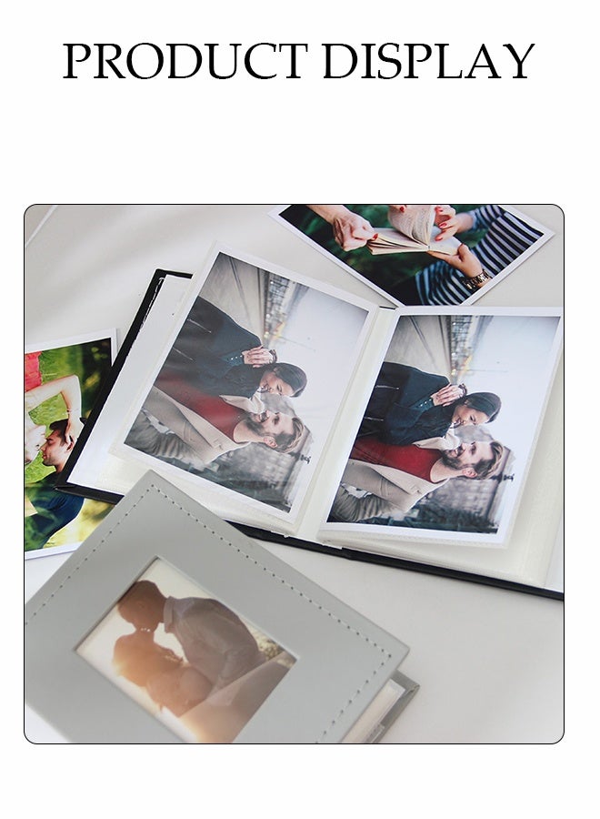 DUNISO Photo Album，100 4x6In Pockets Photos，with Picture Display Window，Leather Cover Extra Large Capacity Family Wedding Anniversary Baby Picture Albums，Grey  - Image 3