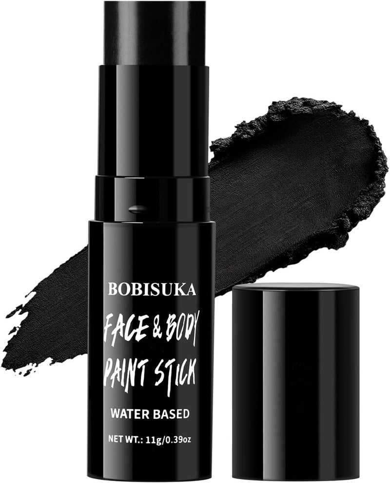 BOBISUKA Black Face Body Paint Stick WaterBased Washable Face Paint Makeup Stick for Halloween Clown Skeleton Skull Joker Cosplay SFX Sports Eye Black Costume Party