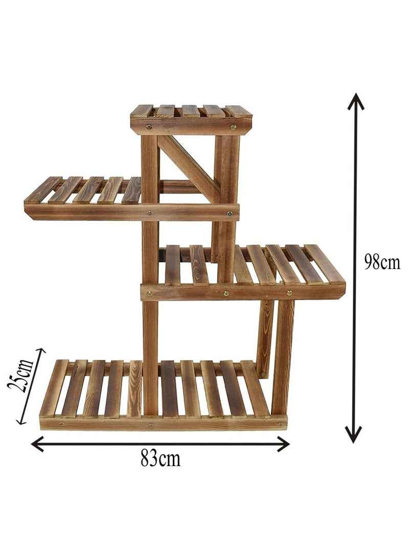 Generic Wooden Flower Stand Indoor Outdoor Plant Pot Holder Folding A Frame Display Shelf Free Standing Patio Rustic Wood Stand With Shelves 3 Tier Stand Brown - Image 4