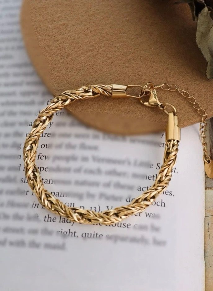 نيو ستايل اسوارة نسائية أنيقة مطلية باللون الذهبي عيار 18 - Image 4