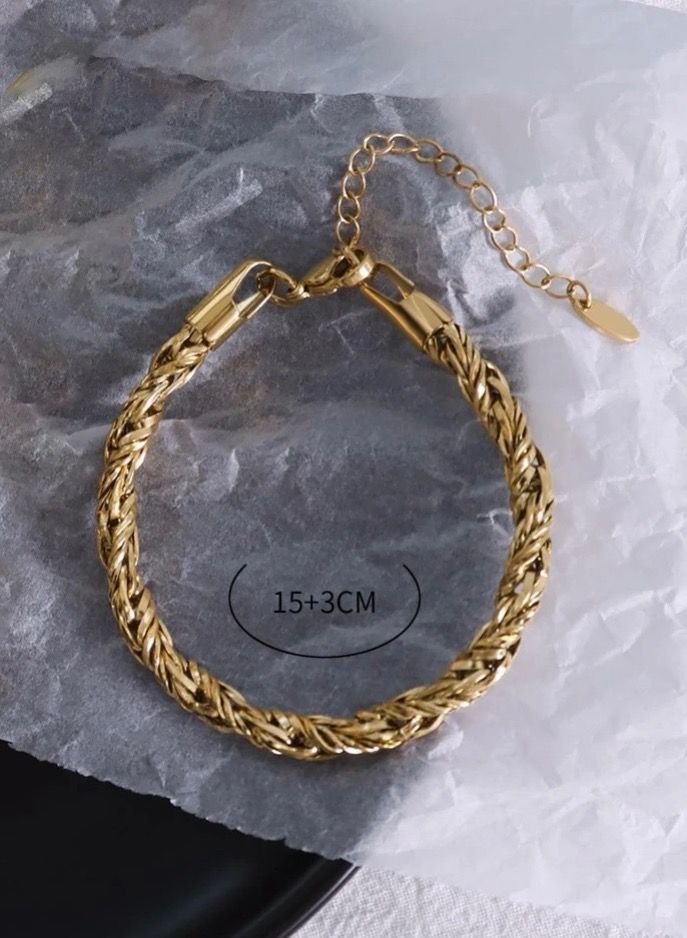 نيو ستايل اسوارة نسائية أنيقة مطلية باللون الذهبي عيار 18 - Image 3