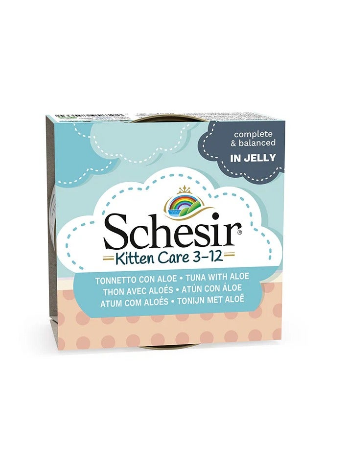 Schesir 2pcs Kitten Care- Can In Jelly 3-12 Tuna with Aloe Wet Food 85gx2 - Image 3