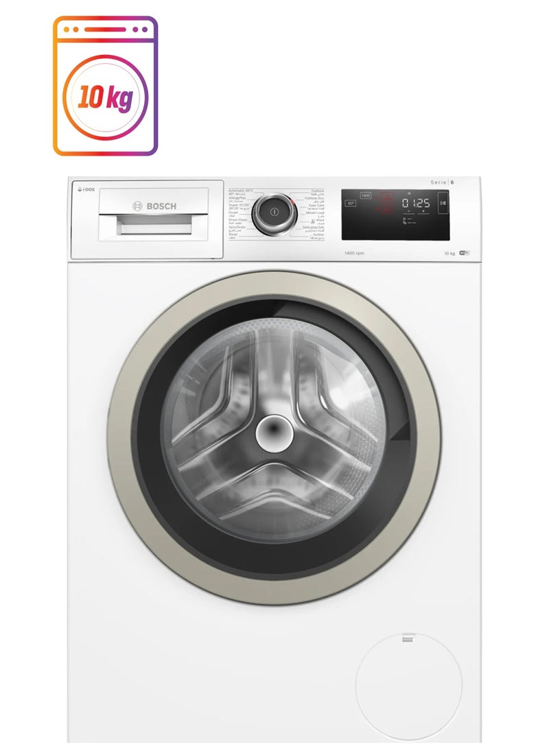 بوش غسالة تحميل أمامي سعة 10 كجم، السلسلة 6، 1400 دورة في الدقيقة، i-DOS، Home Connect، EcoSilence Drive، SpeedPerfect - Image 1