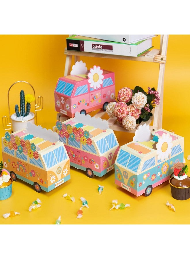 ANGOLIO 12Pcs Groovy Party Favor Boxes Groovy Hippie Peace Bus Centerpiece Birthday Party Decorations Peace Signs Daisies Rainbows For Baby Girls Kids Boho Hippie Birthday Party Supplies - Image 4