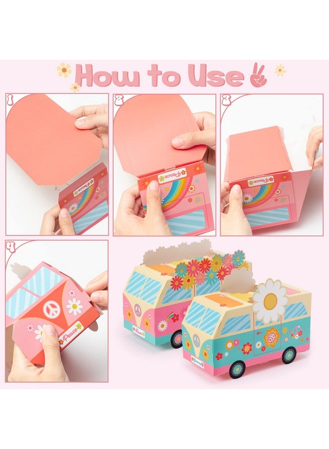 ANGOLIO 12Pcs Groovy Party Favor Boxes Groovy Hippie Peace Bus Centerpiece Birthday Party Decorations Peace Signs Daisies Rainbows For Baby Girls Kids Boho Hippie Birthday Party Supplies - Image 5