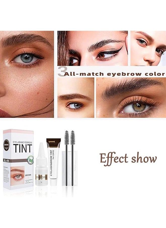 Eyelash Eyebrow Tint Dye Kit, 2-In-1 Eyelash and Eyebrow, Semi Permanent Eyebrow Dye Cream 7ML - Brown