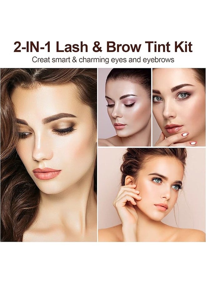 Eyelash Eyebrow Tint Dye Kit, 2-In-1 Eyelash and Eyebrow, Semi Permanent Eyebrow Dye Cream 7ML - Brown