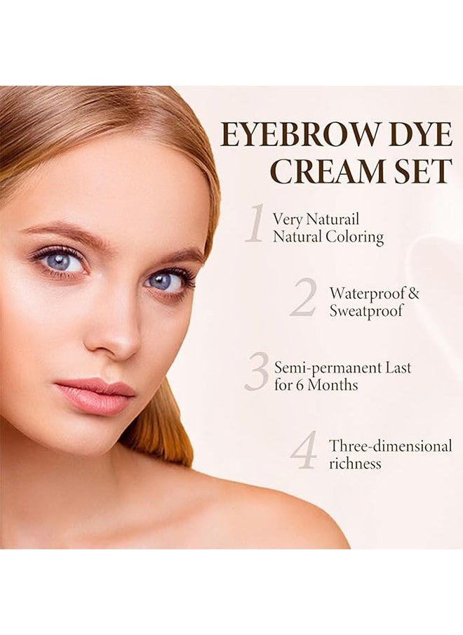 Eyelash Eyebrow Tint Dye Kit, 2-In-1 Eyelash and Eyebrow, Semi Permanent Eyebrow Dye Cream 7ML - Brown