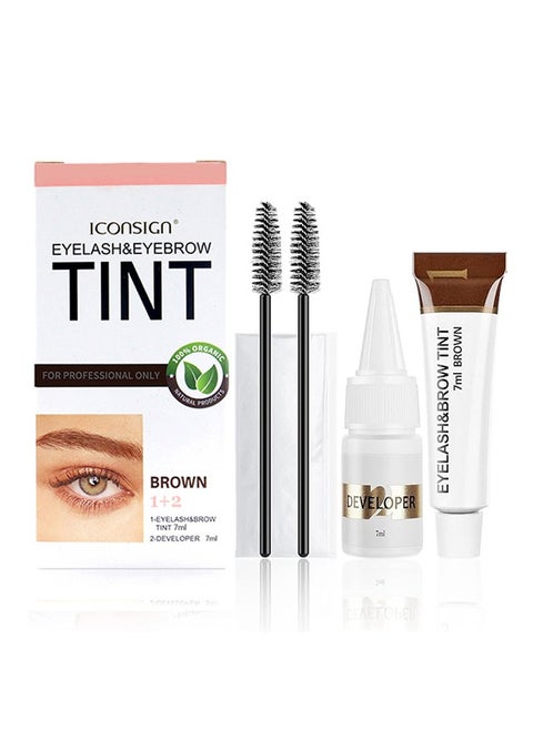 Eyelash Eyebrow Tint Dye Kit, 2-In-1 Eyelash and Eyebrow, Semi Permanent Eyebrow Dye Cream 7ML - Brown