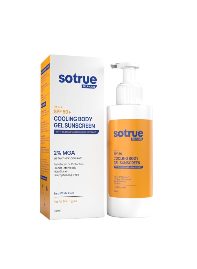 So True Sotrue Cooling Body Gel Sunscreen with 2% MGA, 100ml | Instant -5°C Cooling with SPF 50+ PA+++ | 2% Niacinamide & Cica | No White Cast | Lightweight & Hydrating | For All Skin Types - Image 1